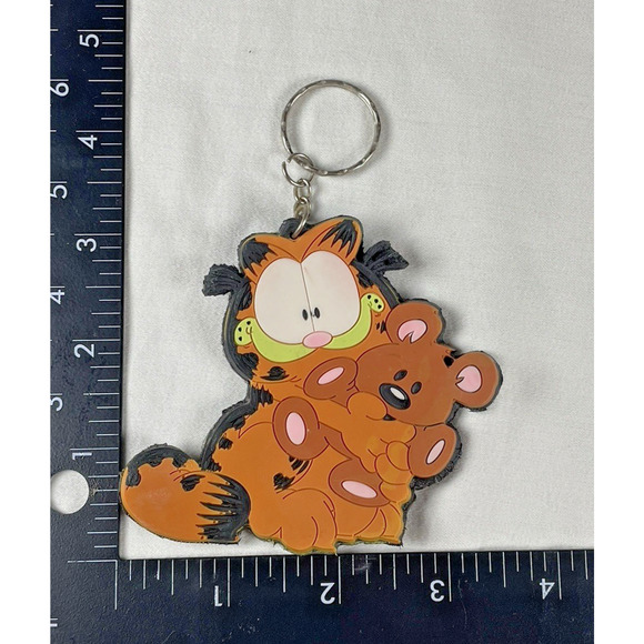 Garfield Pooky Vtg Keychain Flat Rubber Plastic Key Ring Backpack Purse Charm - Picture 4 of 7